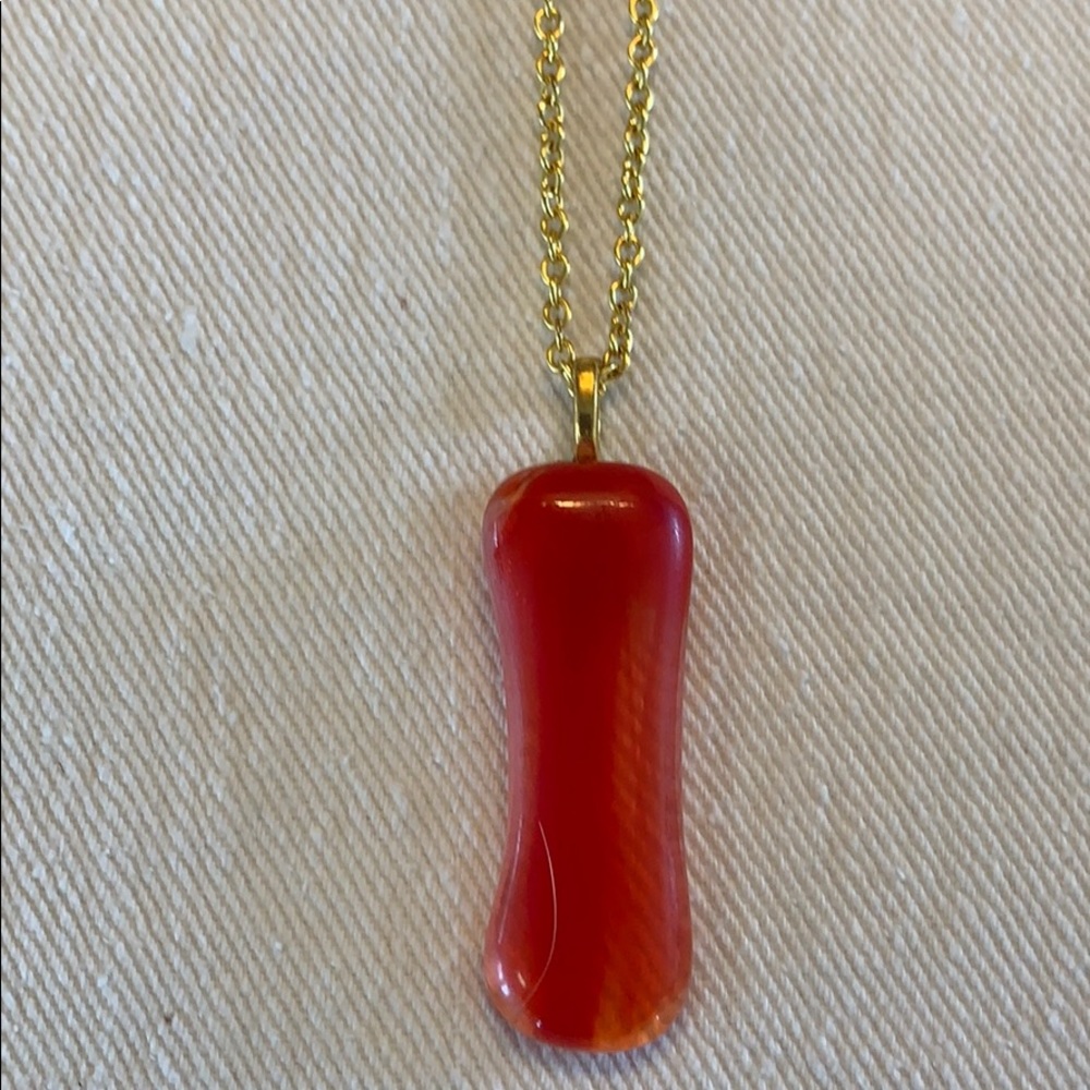 Red glass fused pendent